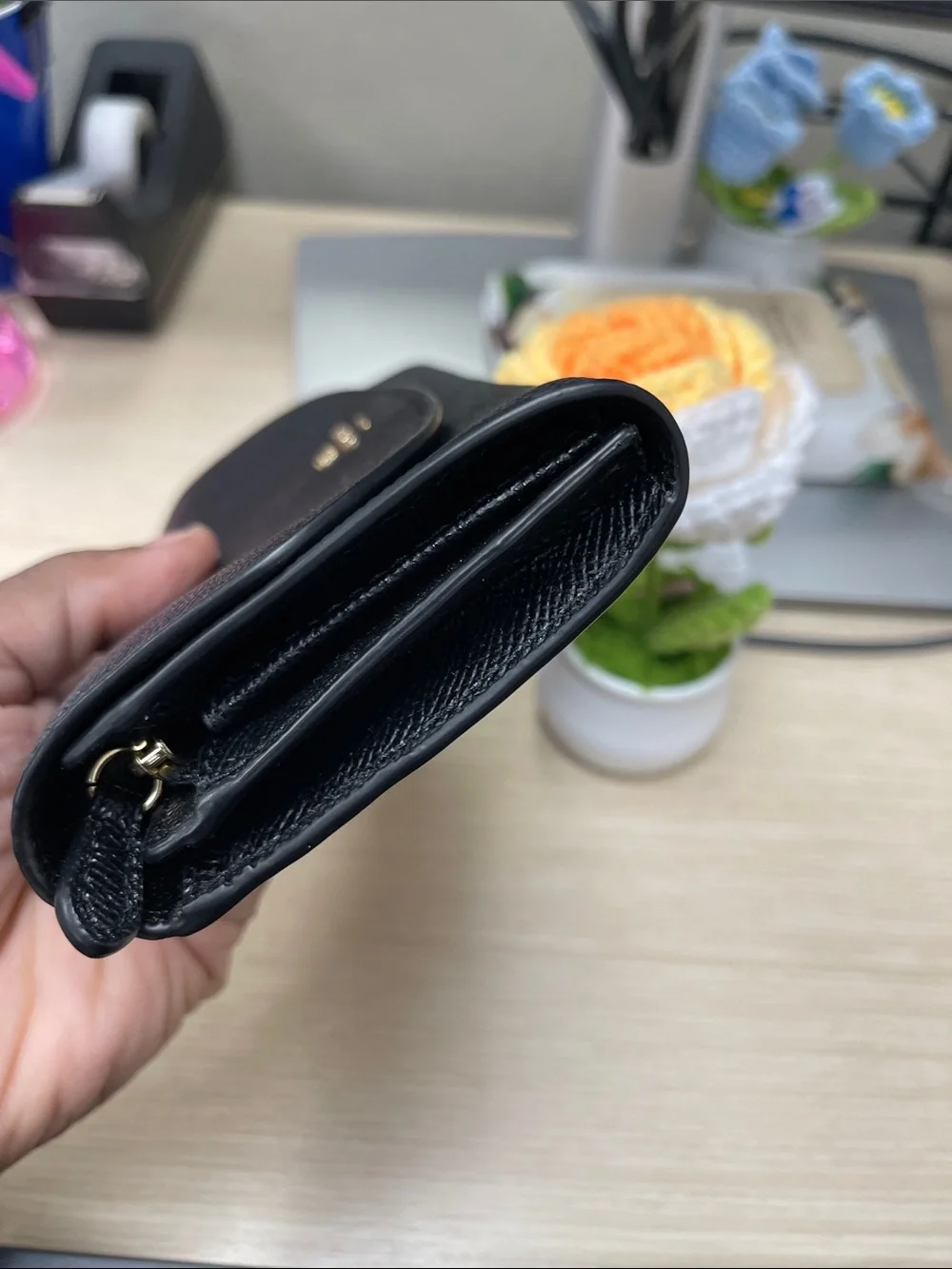 Coach Crossgrain Women’s Leather Slim Envelope Wallet Black NWOT